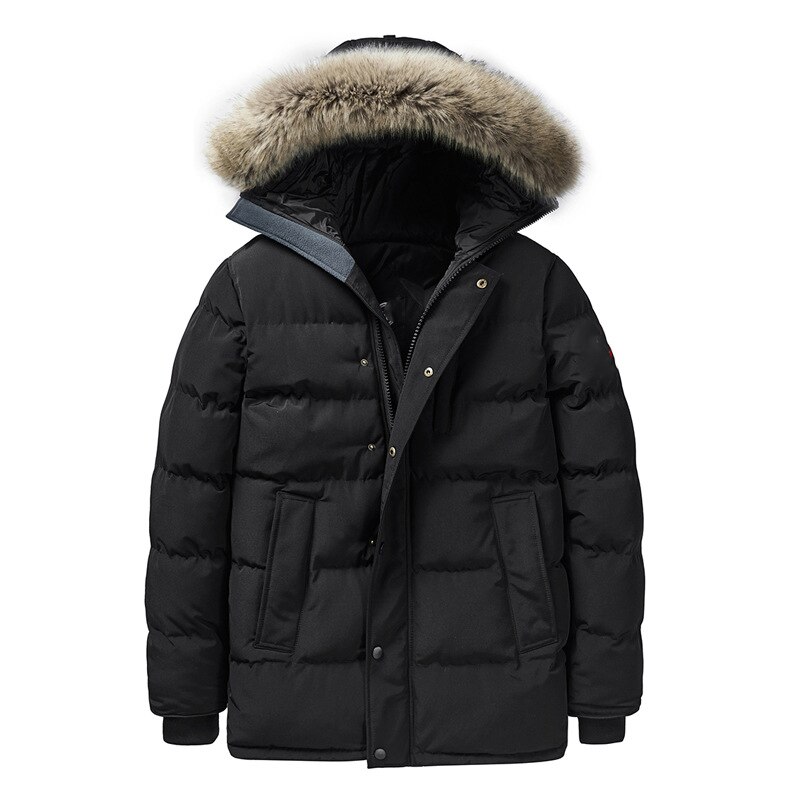 Toevallige Zwarte Winter Jas heren Windscherm Warme Gewatteerde Fur Hooded Parka Mode Bovenkleding Jas Plus Size 6XL 7XL 8XL: ASIAN SIZE  888 B / XL FOR 170 CM 70KG