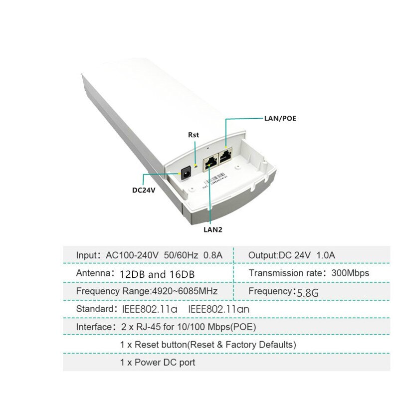 9344 9531 Chipset WIFI Router Repeater Lange Bereik 300Mbps5.8G5KM Outdoor AP Router CPE J Bridge Client Router repeater