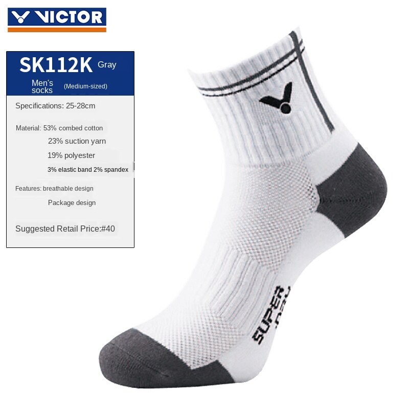 3 paires de chaussettes Victor Badminton chaussettes hommes sport chaussette coton moyen Tennis sportsépaissi serviette bas SK 112 K/F/D: sk112k