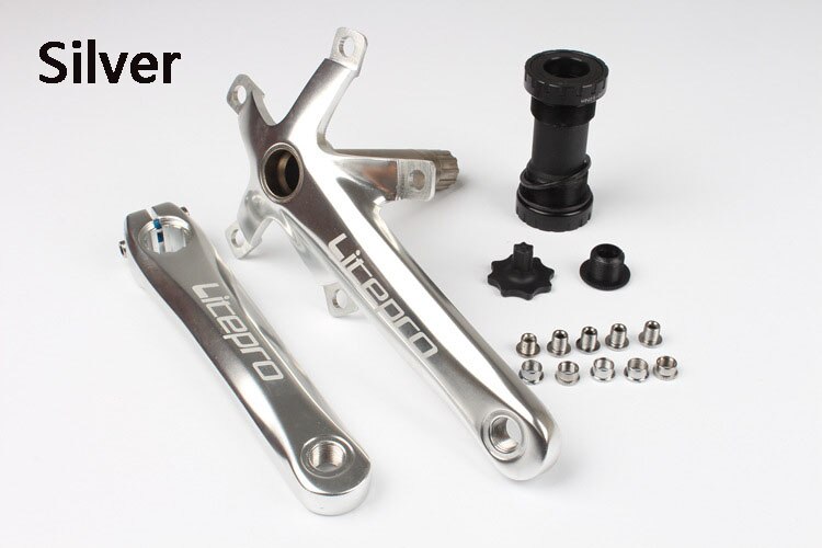 LP litepro Cogwheel left and right crank set Road bike folding car modification Single disc 130 BCD bicycle parts Including axis: Silver