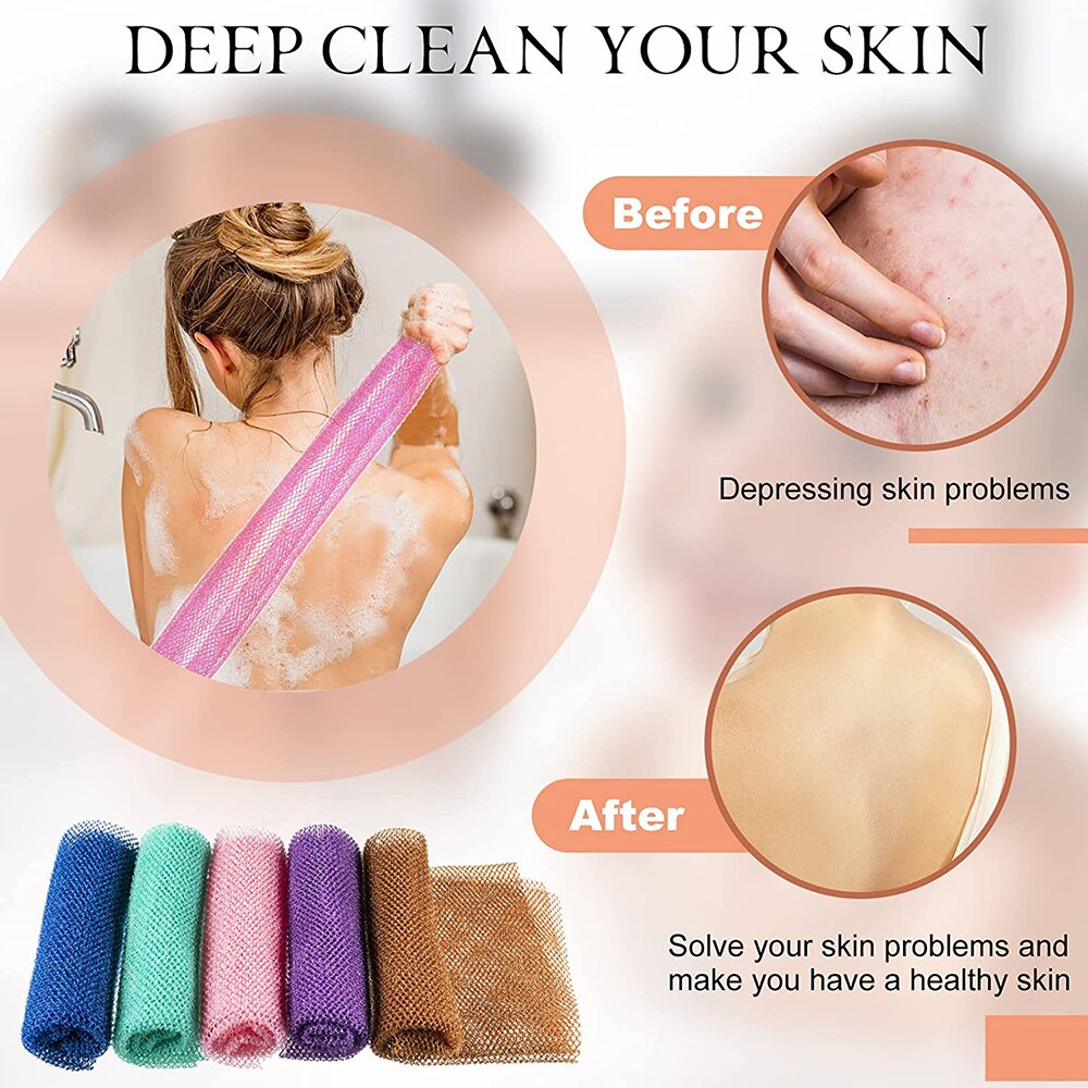 Esponja de Red Africana de 30x80cm, malla exfoliante Africana para el cuerpo, Red de lavado, paño de baño largo, ducha, 1 unidad