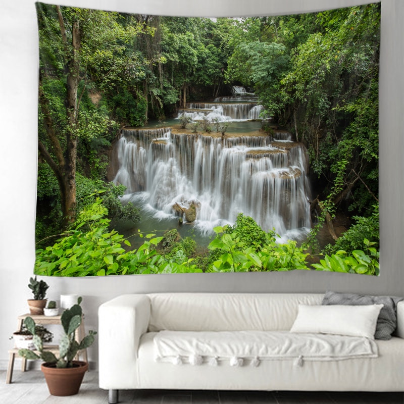 Hermoso paisaje de cascada de impresión de gran tapiz de pared barato hippie tapices de pared bohemio tapiz mandala de pared tapices