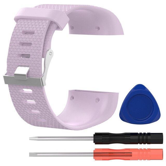 Silicone Replacement Watch Wrist Strap Band For Fitbit Surge Smartwatch Band Wristbands With Screwdriver Accessory Belt Bracelet: Light purple / S Size
