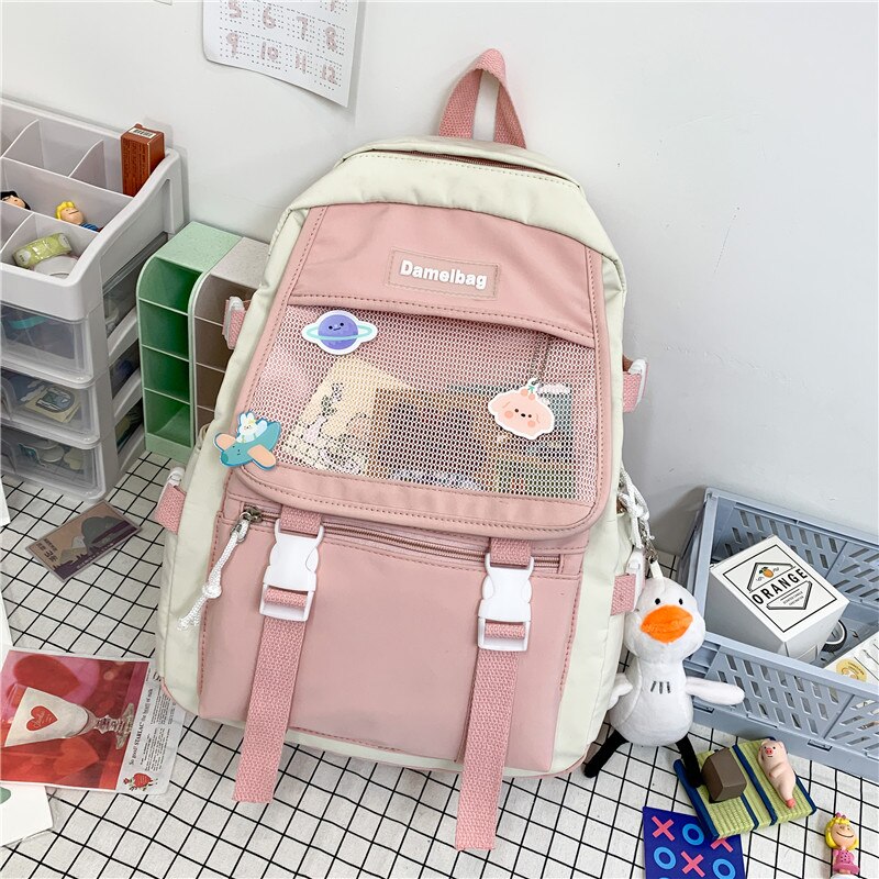 Estuaqueen Kawaii Nylon Vrouwen Rugzak Mode Waterdichte Rugzak Voor Tienermeisjes Schooltas Leuke Student Boekentas Reizen Mochila