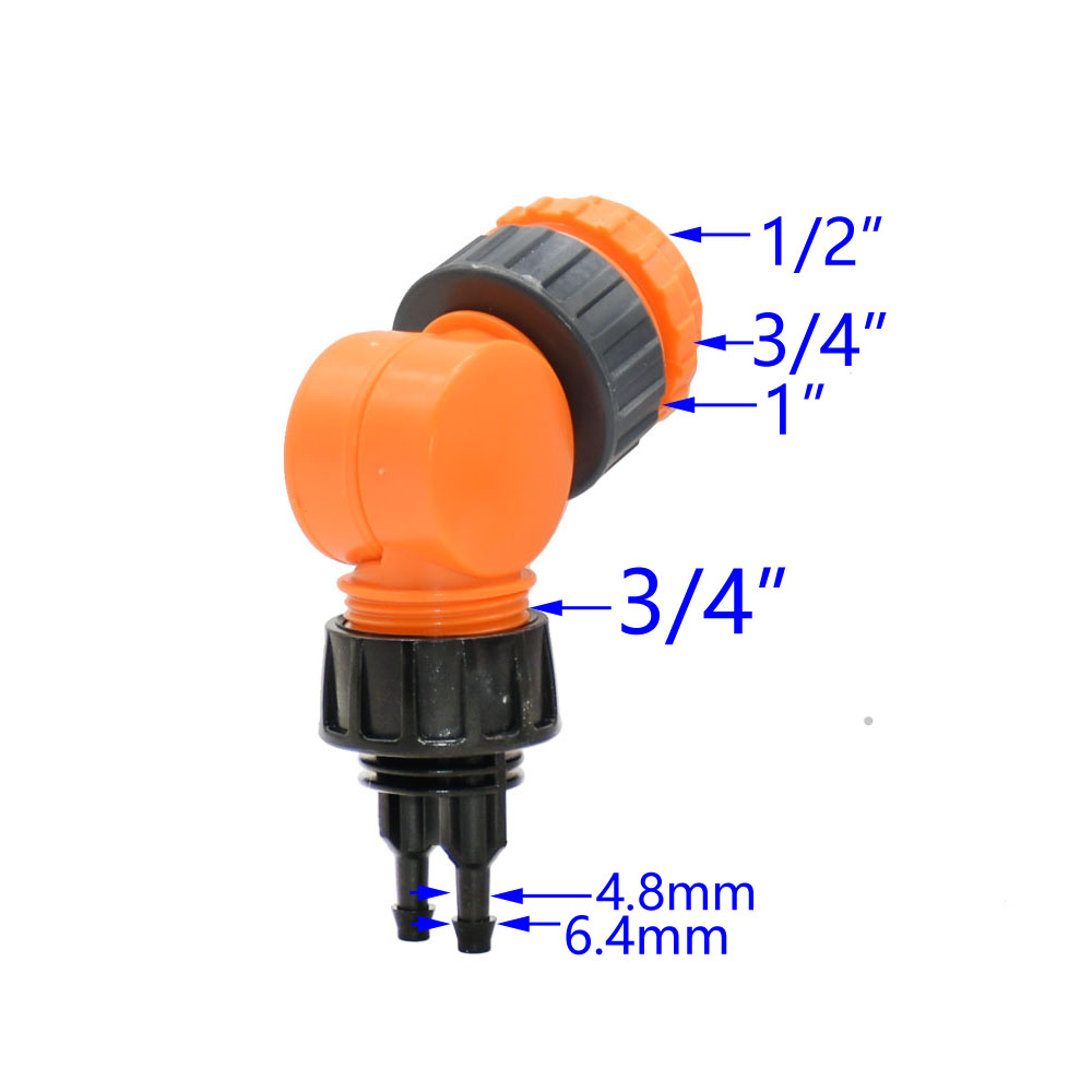 180° Rotatable Water Tap Quick Connector Splitter Faucet Coupler 1/2" 3/4" 1" Thread Port Garden Irrigation Swivel Joint: E