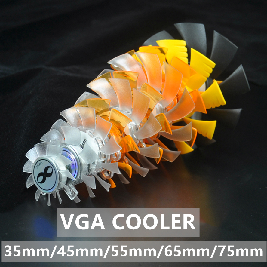 Ventilador VGA de 35MM, 45MM, 55MM, 65MM, 75MM de diámetro, 25MM, 26MM, 42MM, con muchos agujeros, espaciado DC12V, hoja de ventilador de 2 pines