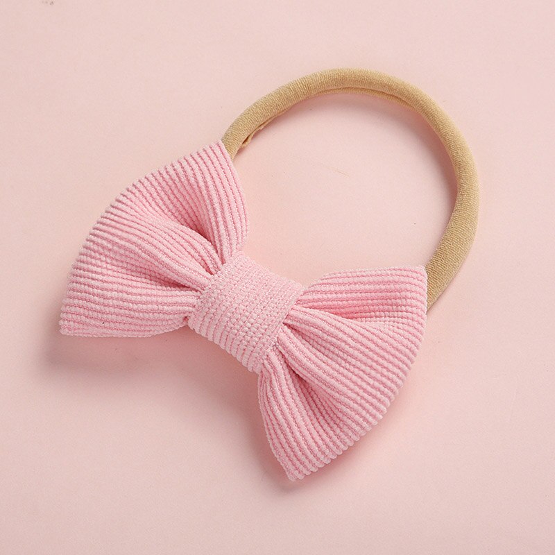 Cute Baby Girl Headband Nylon Bows Elastic Newborn Kids Turban Hair Band Headbands For Girls Haarband Baby Hair Accessories: pink