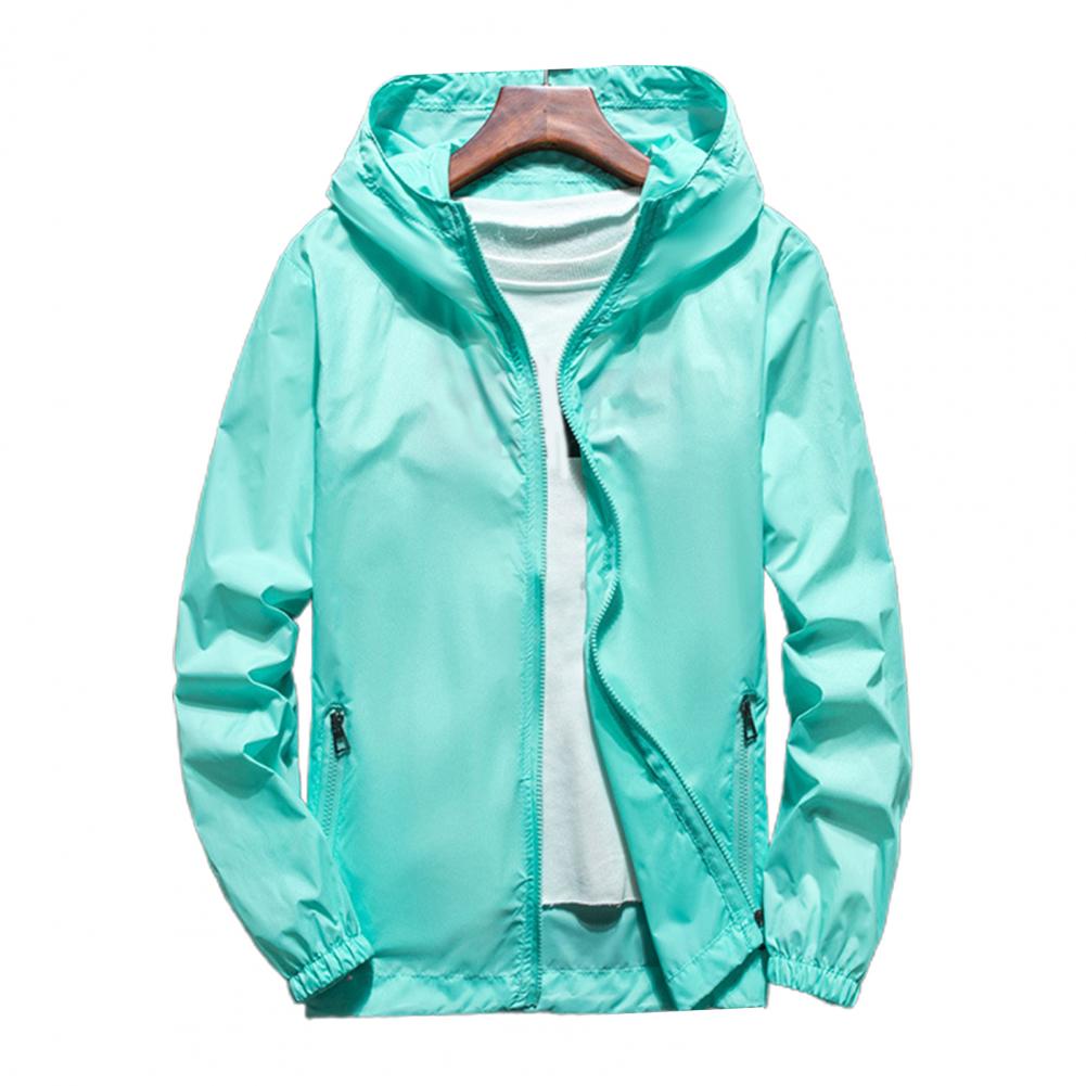 Jakke dame 4xl hettegenser med lange ermer, glidelåsknapp, vindjakke, herre dame, tynn solfrakk: M / Blå