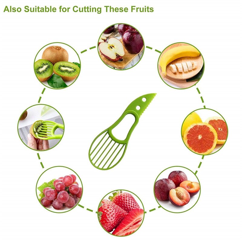 Avocado Slicer 3 in 1 with Silicon Grip Handle Avocado Shea Corer Splitter Pitter Cutter Pit Remover Multifunctional Fruit Knife