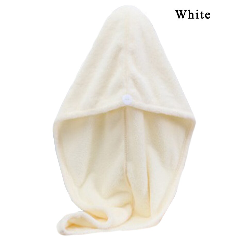 Microfiber Wisp Dry Head Hair Towel for Women Adult Bathroom Absorbent Quick-Drying Bath Thicker Shower Long Curly Hair Cap: White