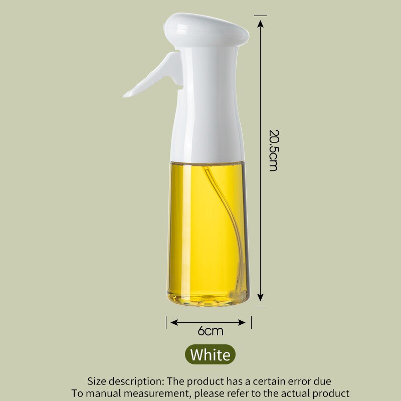 Olie spray fles barbecue spray pneumatische fitness keuken olie spray fles eetbare olie olijfolie olie controle sproeier verneveling: Wit 210ml
