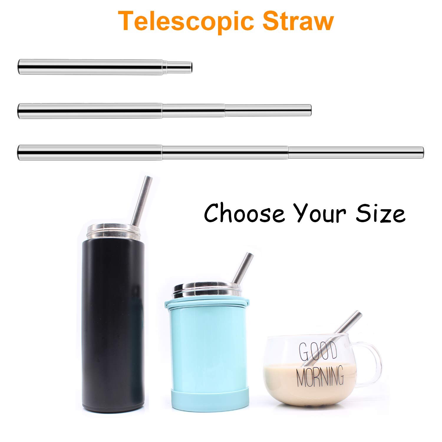 Draagbare Inklapbare Eco Vriendelijke Opvouwbare Rvs Straw Herbruikbare Metalen Stro Met Case Brush Drinken Bar Accessoires