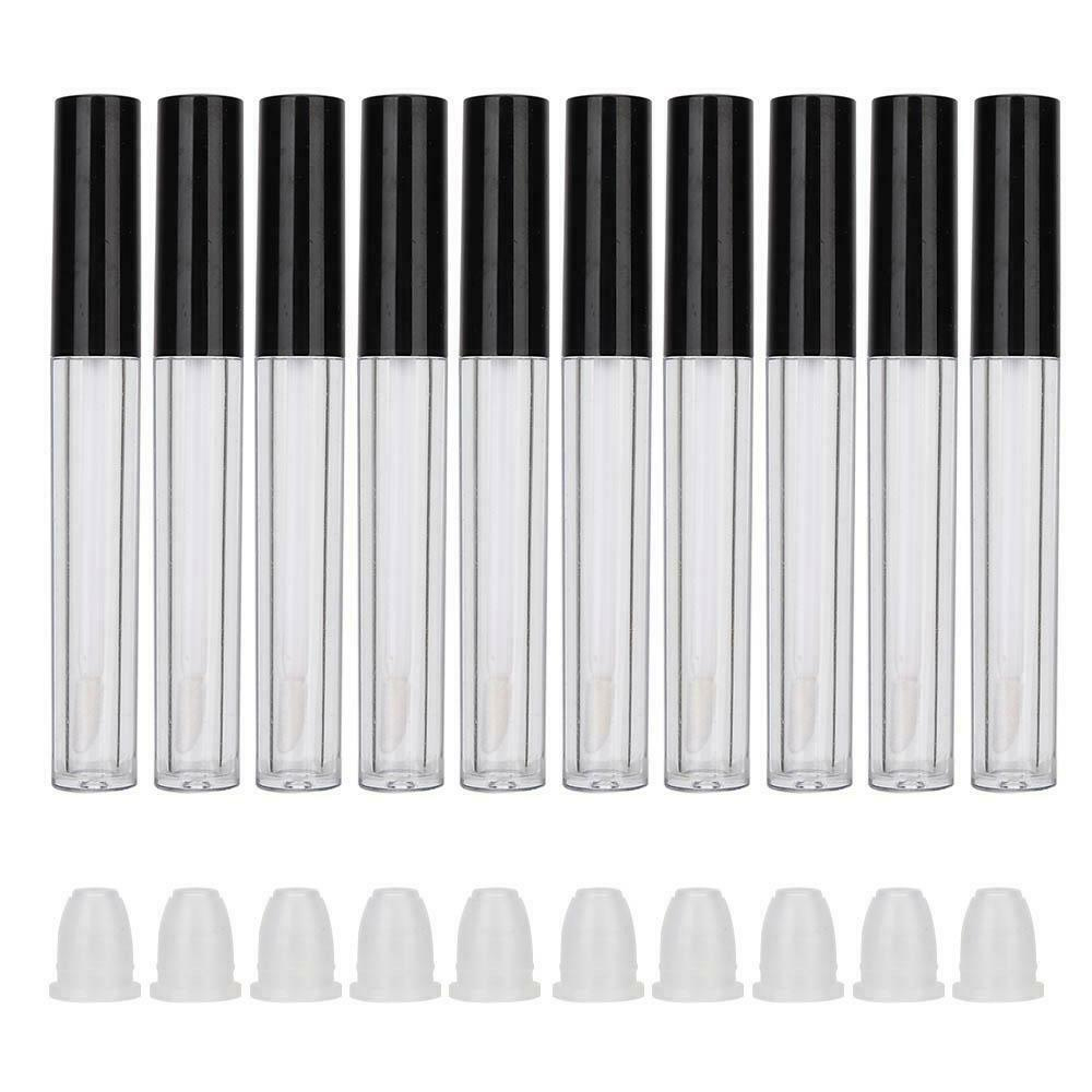 10 stk/parti 2.5ml tomme lipgloss tube diy læbepomade tube plast læbestiftbeholdere kosmetikbeholder flaske med låg: Balck