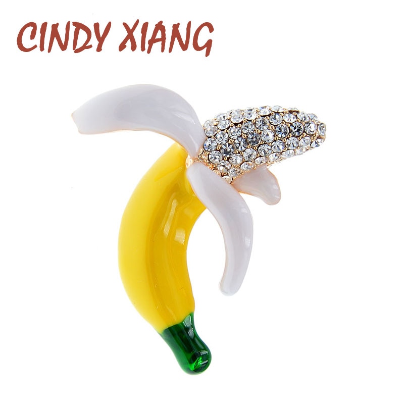 Cindy xiang strass banana broche broches de frutas esmalte bonito jóias inverno camisola acessórios alta qualidade nova chegada 2020