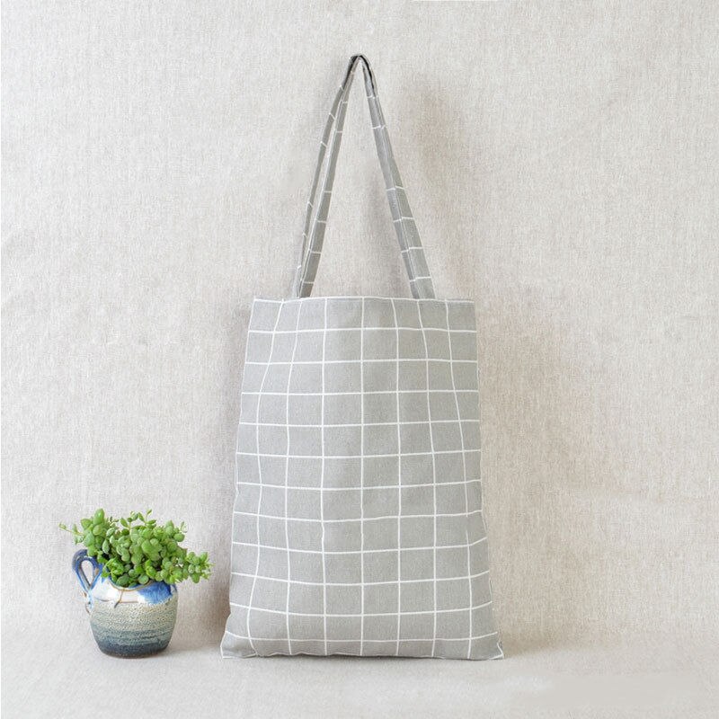 Vrouwen Linnen Katoen Eco Herbruikbare Shopping Schoudertas Canvas Purse Pouch Tote Totes Handtassen: Grijs