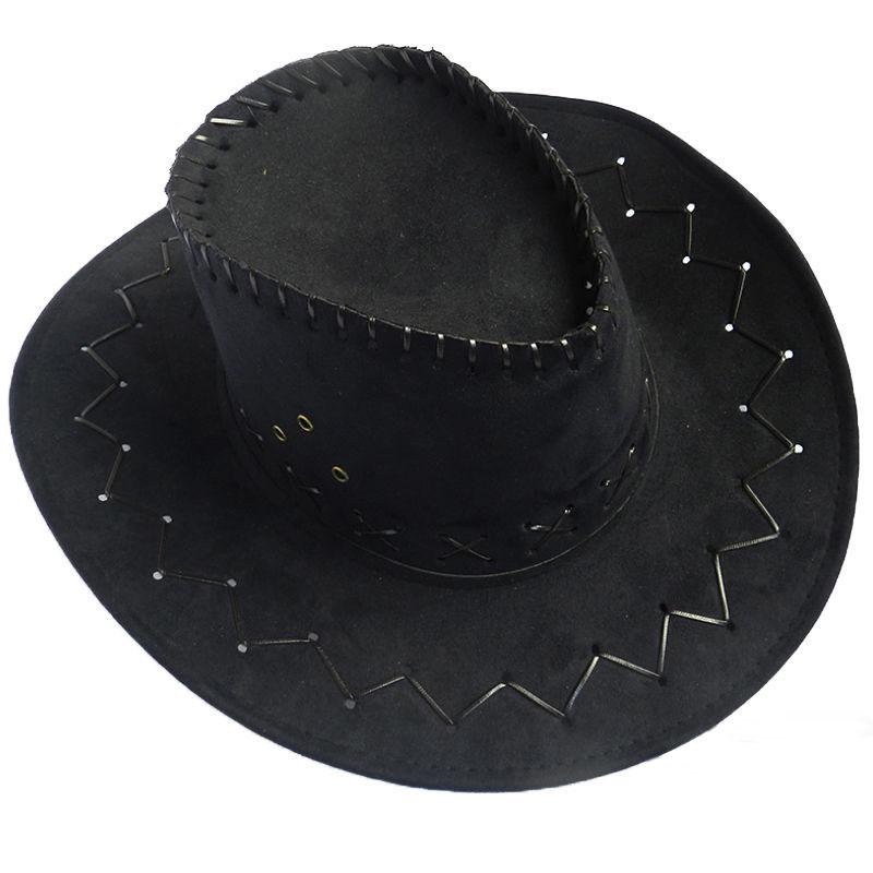 Men Women Vintage Wild West Fancy Cowgirl Cowboy Hats Western Headwear Cap Classic Hats Men Ladies Cowgirl Unisex Hat: Black