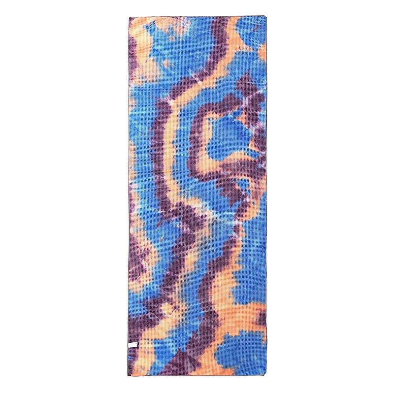 Oyoo tie-dye print yoga tæppe svedabsorberende yoga træning tæppe tæt hud ikke-flip farverig yogamåtte håndklæde: Himmelblå