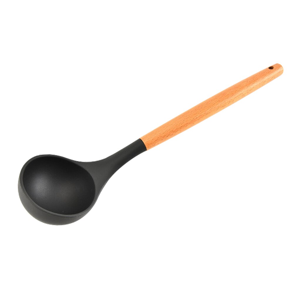 Accessories Gadgets Wooden Handle Tool Non Stick Kitchen Spatula Spoon Baking Cooking Utensil Practical Colander Cookware Shovel: Soup Spoon