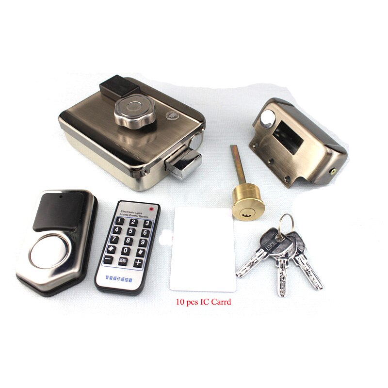 Wireless Electric lock locker motor door lock support 13.56 MHz IC card reader for access control gate door open home security: Kit C