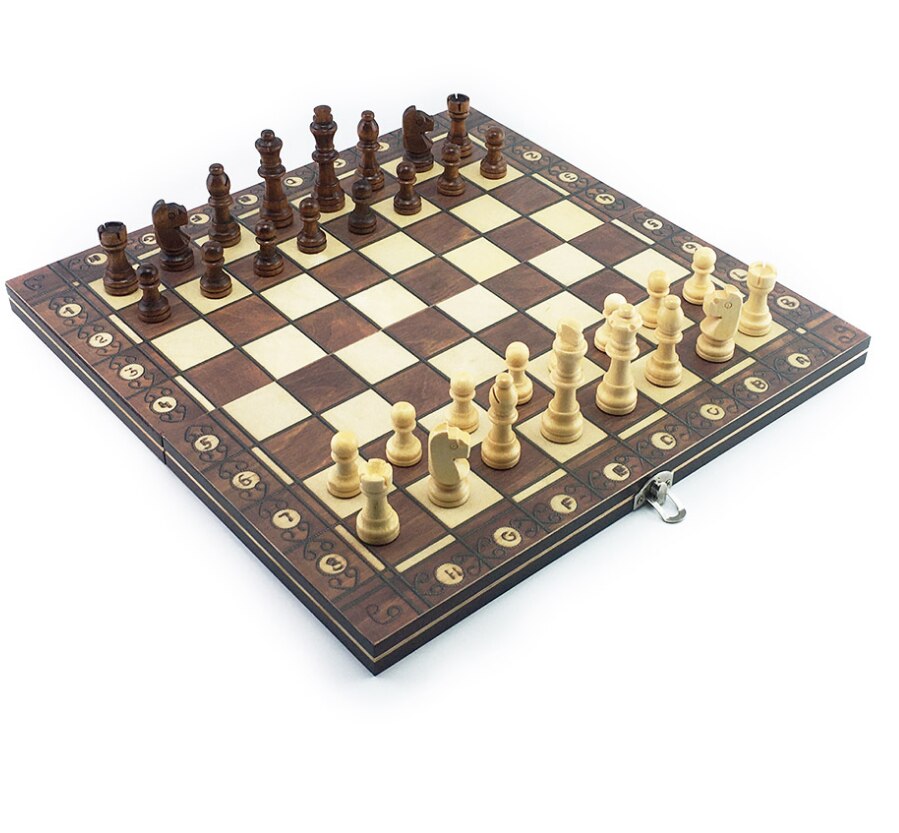 Super Magnetic Wooden Chess Backgammon Checkers 3 in 1 Chess Game Ancient Chess Travel Chess Set Wooden Chess Piece Chessboard