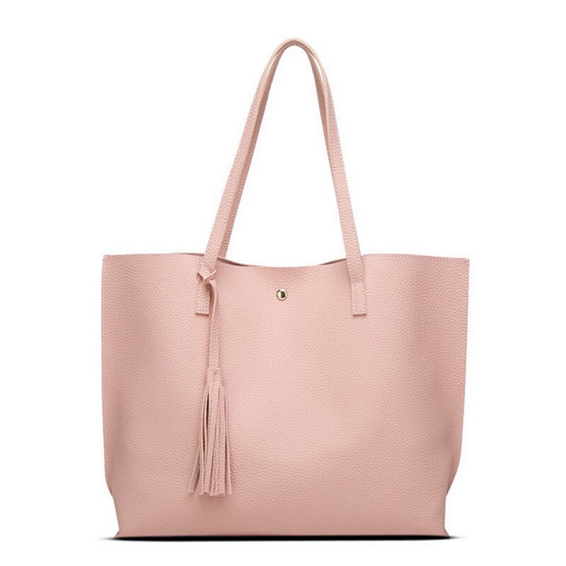 Litthing Women Handbag Large Capacity Shoulder Bags PU Leather Shoulder Bags Ladies Wild Bags Sac A Main Femme: B-pink