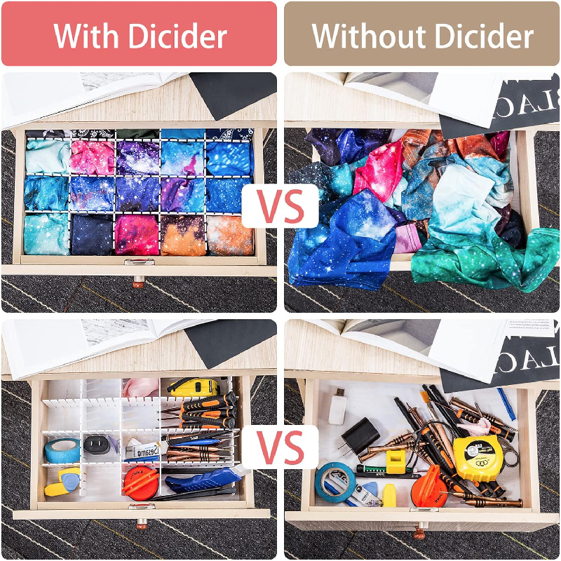 10 Stück Schubladenteiler, verstellbare Trennblätter, Schubladen-Organizer-System, Schubladenteiler für Schrank, Unterwäsche, Socken