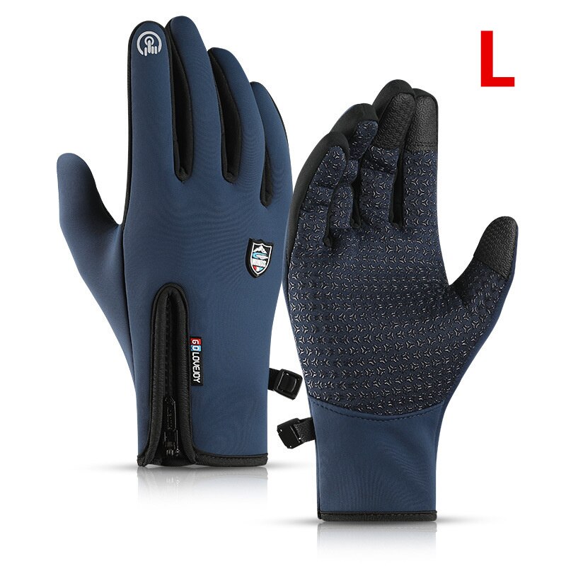 Xiaomi Outdoor Cycling Gloves Winter Warm Fleece Ski Full-finger Gloves Touch Screen Windproof Waterproof Glove for Women Men: Blue L