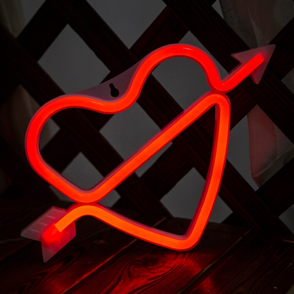 Led Neon Licht Hart Pijl Vorm Muur Art Teken Slaapkamer Decoratie Regenboog Opknoping Night Lamp Voor Thuis Party Bruiloft deco
