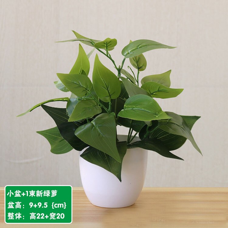 22cm artificiel vert aneth persan feuilles plantes bonsaï maison salon balcon bureau décoration blanc en pot plantes bonsaï: Style 10
