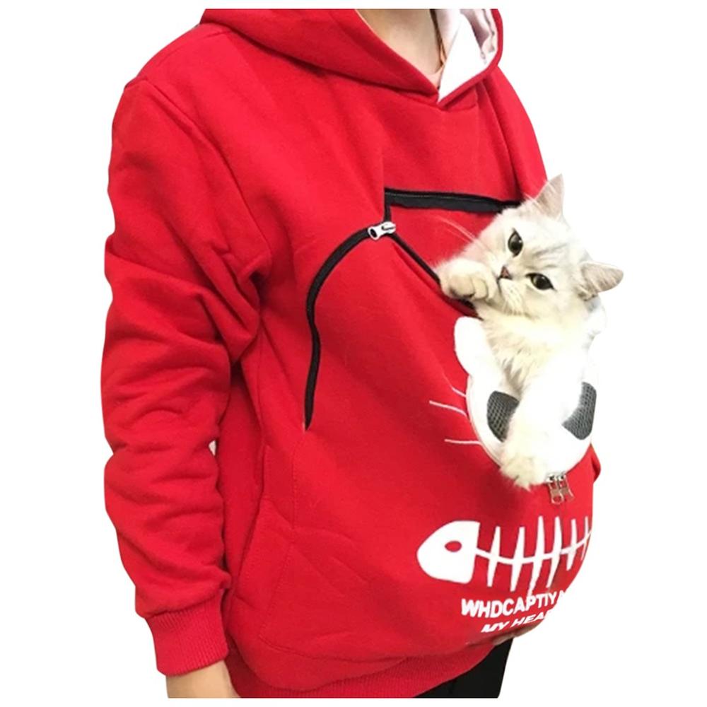 Herbst Winter Frauen Hoodies Sweatshirt Tier Pouch Haube Tops Tragen Katze Atmungsaktive Pullover Bluse Plus Größe * 0213