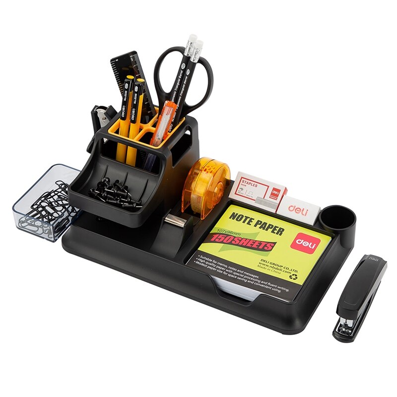 For Deli 38252A Desktop Organizer Office Storage Set 17 Piece Set Black