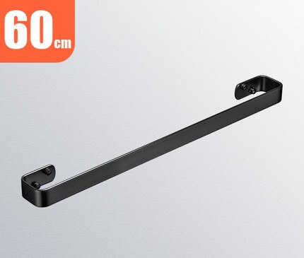 Massief Aluminium Zwart Badkamer Handdoek Bars Enkele Handdoekenrek Badkamer Wandmontage Handdoekhouder Badkamer Accessoires 20-60 Cm: 60cm black