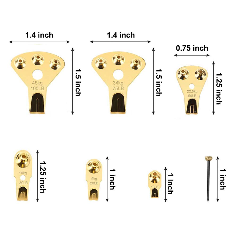 127PC fotohangers heavy duty, foto-ophangset haken, foto-ophangspijkers voor gipsplaten houten muurspiegel klokhaak
