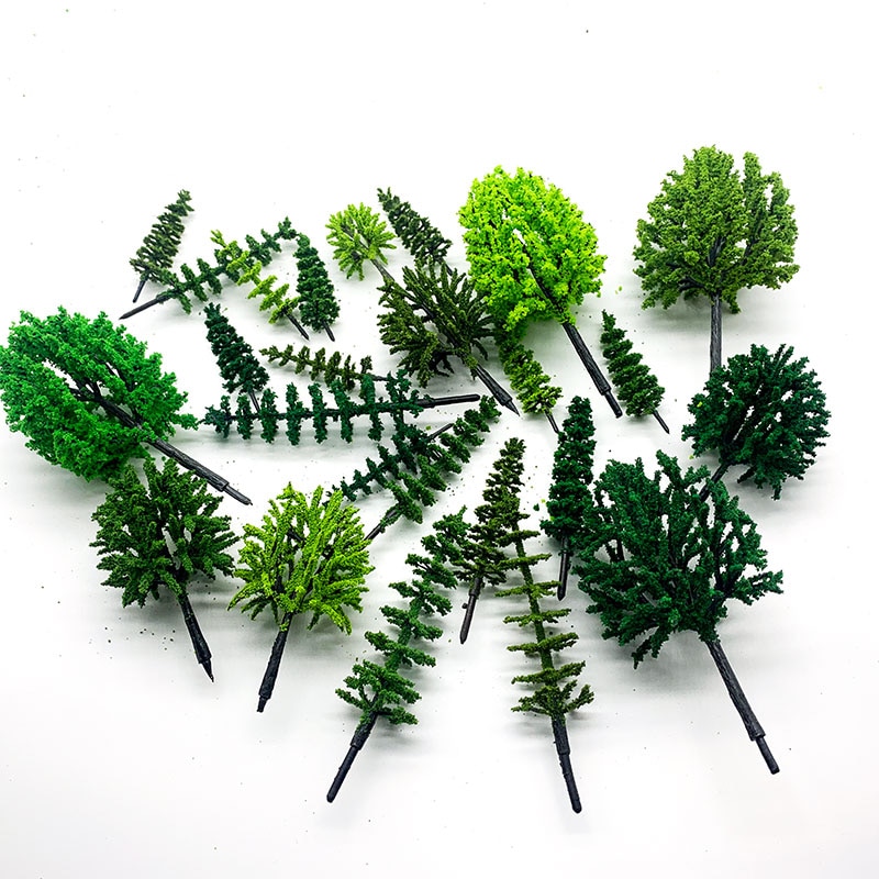 30Pcs/Lot Model Green Trees Mixed Wire and Plastic Model Landscape Train Layout Garden Scenery Miniature