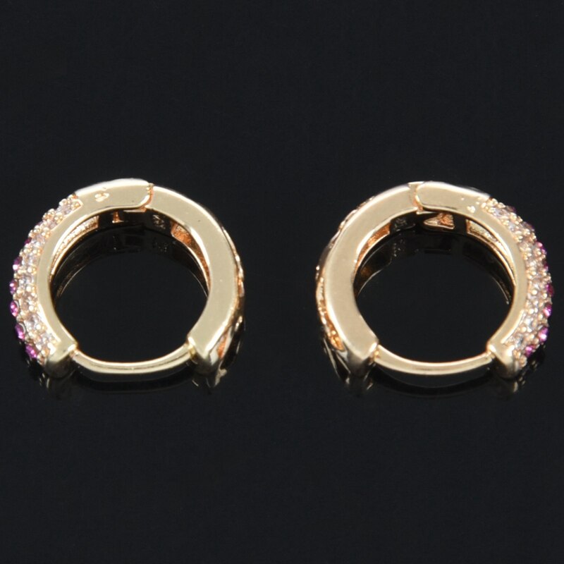 CZ Stone Hoop Earrings for Women Gold plated Piercing Jewelry -Gold