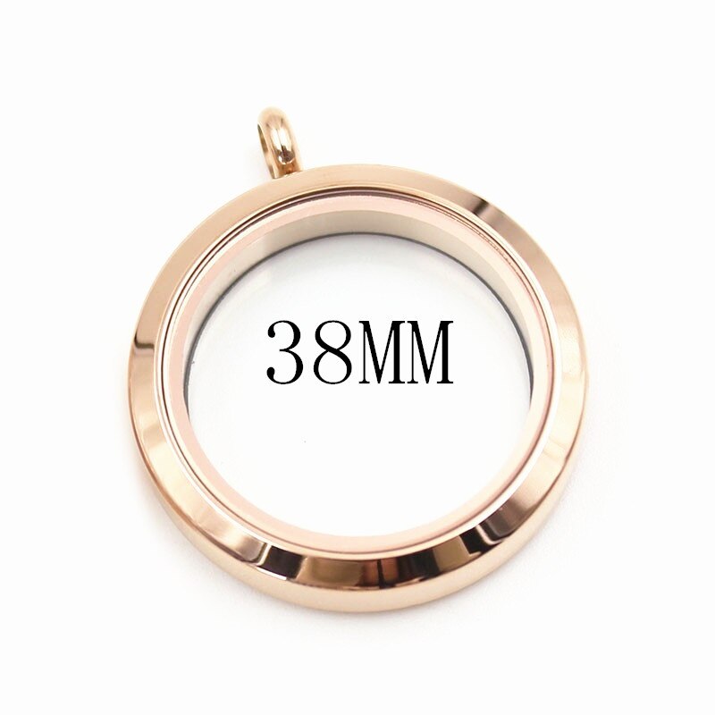 Top 20mm 25mm 30mm Waterproof Screw 316L Stainless Steel Floating Locket Pendant: rose gold 38mm