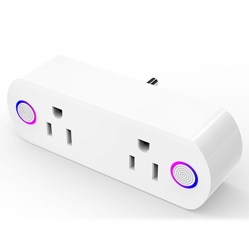 ASEER US WiFi Smart Socket 16A,Double Power Plug Outlet Remote Control Socket,Timer function compatible Alexa Google Home IFTTT
