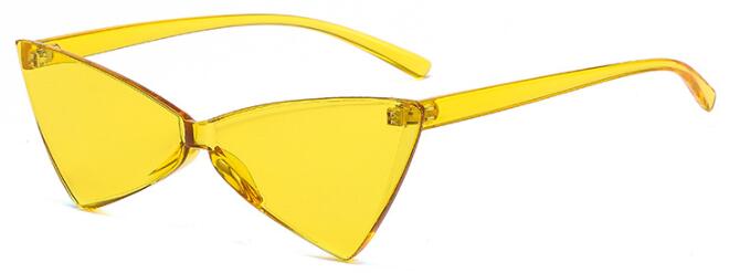 Plastic cat eye Driehoek zonnebril vrouwelijke candy kleur retro vintage bril randloze groene zonnebril vrouwen een stukken eyewear: C3 yellow