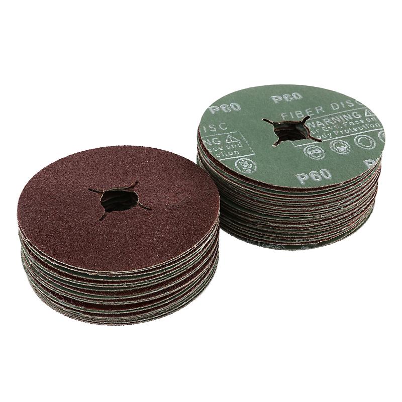 50 Uds. Disco de lijado abrasivo de papel de lija de fibra P24 P36 P40 P60 P80 P120 disco de papel de lija de acero rojo con agujero transversal para carpintería Mental