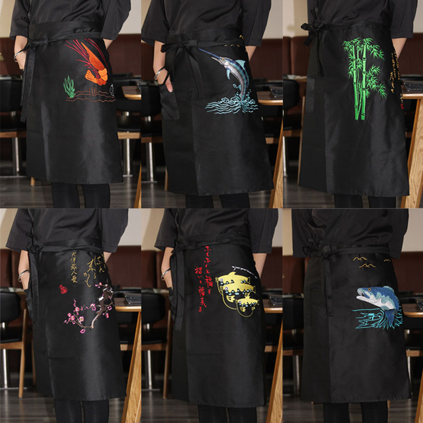 Kokken work&wear uniform madlavning bage forklæder grime broderi blomme blomst seafood hagesmæk køkken restaurant anti-olie forklæde