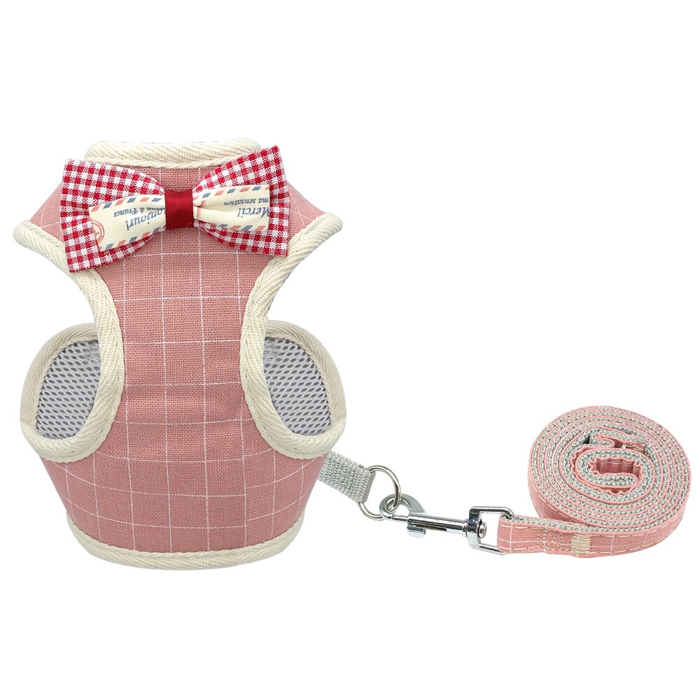 Bonito conjunto de arnés y correa para gatos, arnés de perrito de malla de nailon para mascotas, chaleco de ropa con Collar de gato de plomo para gatos pequeños, suministros para perros y gatitos para mascotas: 5 / L