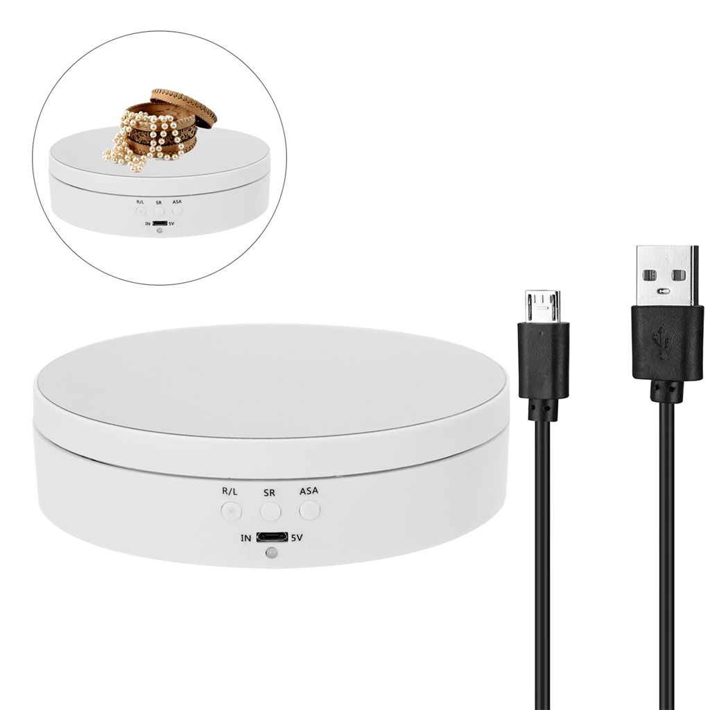 Motorized Rotating Display Stand 360 Degree Turntable 3 Speeds for Cake: white