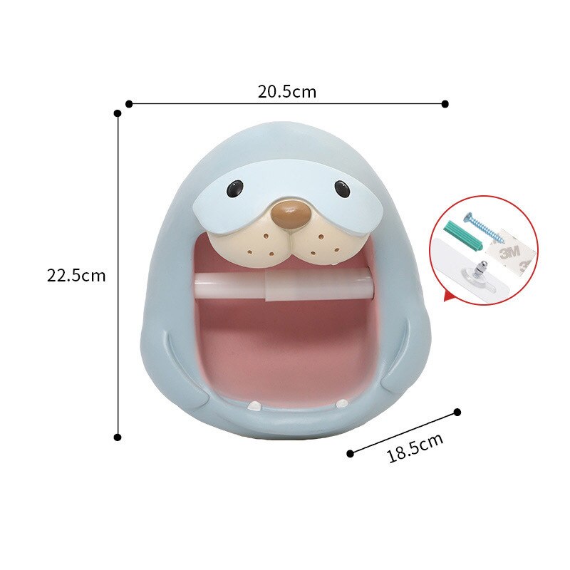 Resin animal toilet paper holder perforated free paper holder bathroom waterproof shark/dinosaur/lion tissue storage towel rack: B
