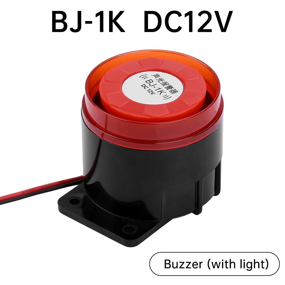 BJ-1K bedrade mini geluidsalarm sirene hoorn 12V 24V 220V hoge decibel geluid en licht elektronische zoemer anti-diefstal hoorn: WIT