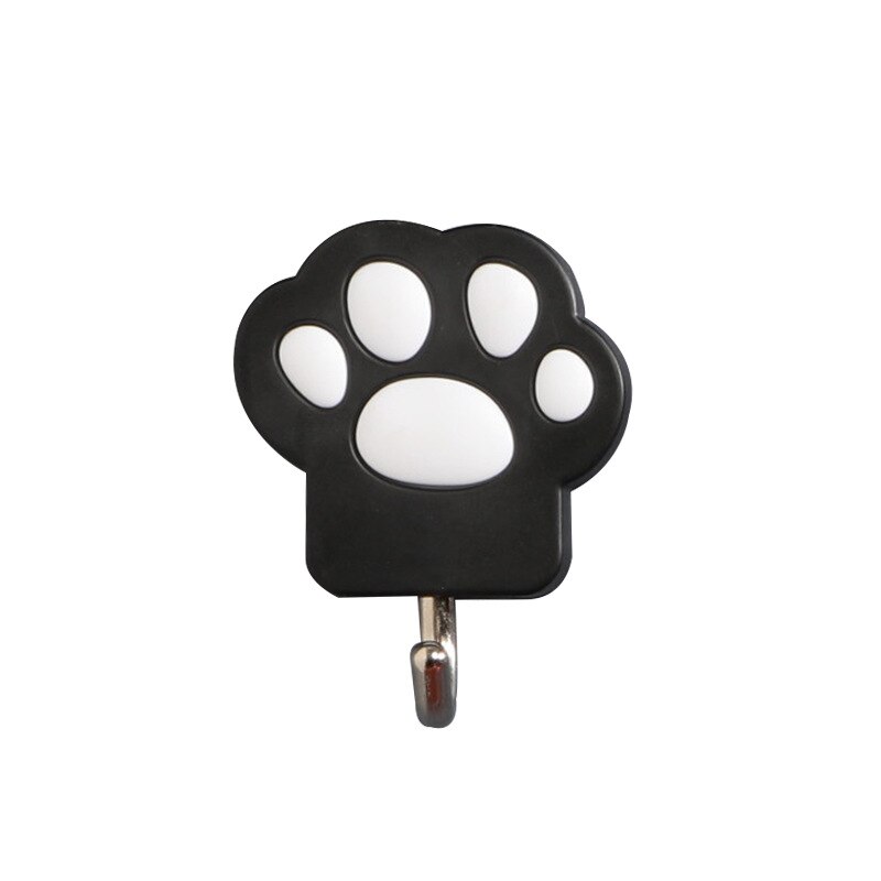 1Pcs Kat-Poot Vorm Wall Mount Hangers Sleutelhouder Zelfklevende Haak Jas Kleerhanger Handdoek Houder Thuis organizer Haken: Black