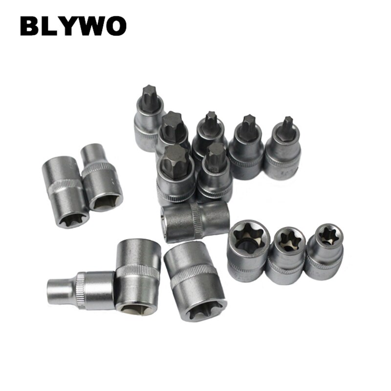 17pcs/Set 1/2 inch Star Torx Socket Tools Set Male Female Sockets for Mechanics Repair Tool Kit