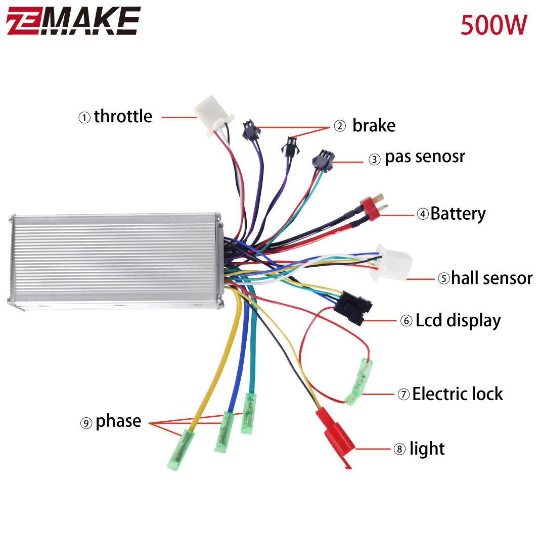 Electric Bike Controller 24V/36V/48V 250W/350W Brushless Controller with LCD Display Panel for Electric Bicycle e-bike scooter