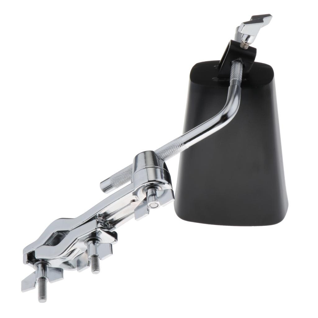 6' Metal Cow Bell Noise Maker Percussion Musical Instrument Mountable w/ Stand Clamp for Drum with Mounting Bracket