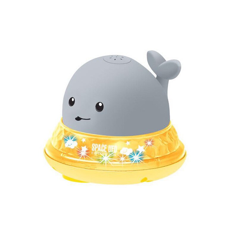 Sensing water fountain baby whale toy light music electric multidirectional amphibious bathroom splashing water sensing ball: Gray whale base