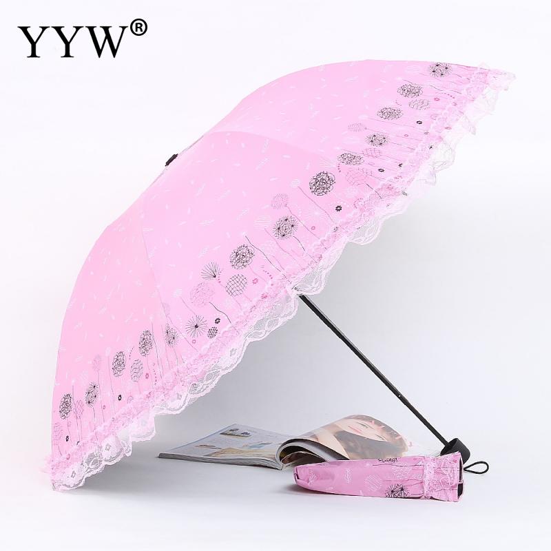 Folding Umbrella Lace Solid Color Pockets Umbrellas Rain Women Parasol Kids Plastic Paraguas Umbrella Machine Ambrella